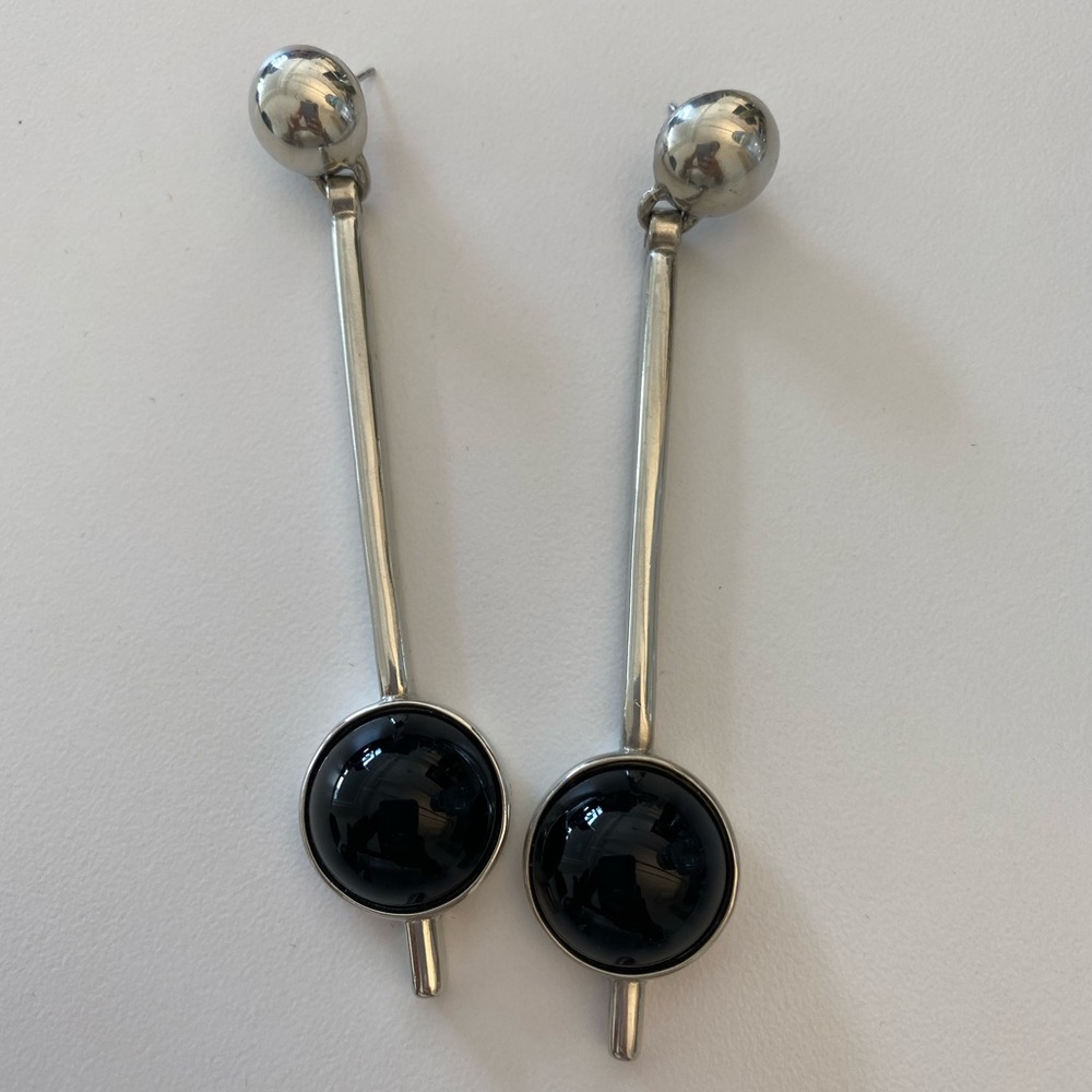 Ben-Amun Mod Silver Drop Earrings